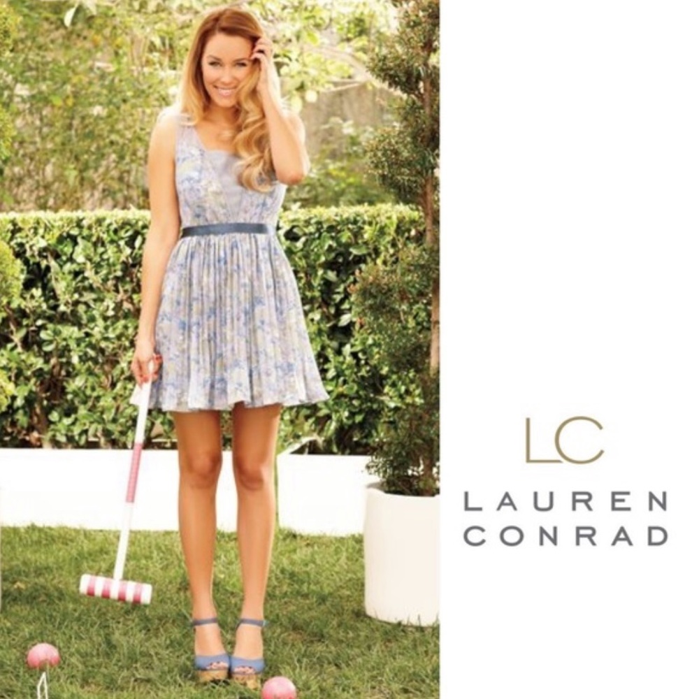 Lauren Conrad Lavender Floral Pleated Dress